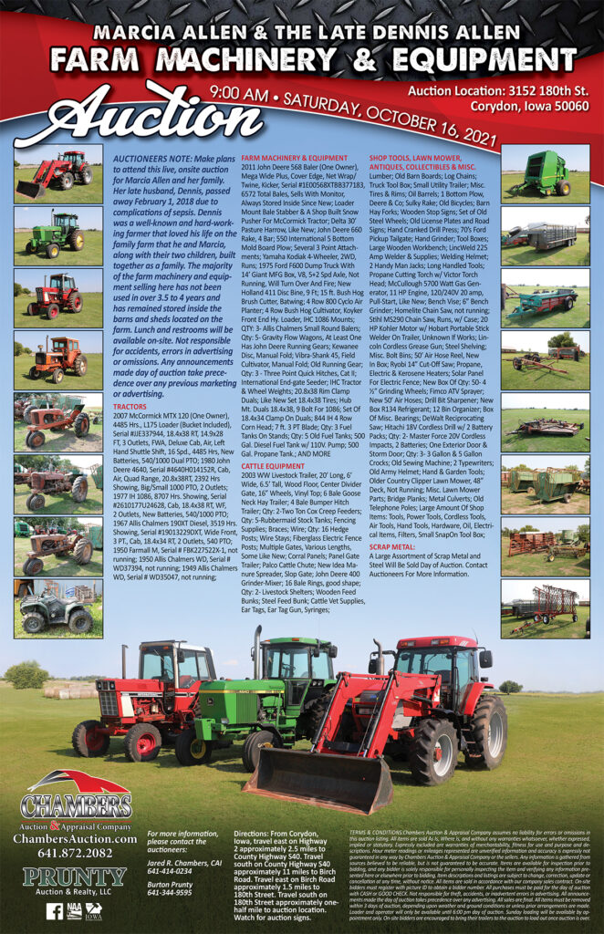 farm equipment auction poster