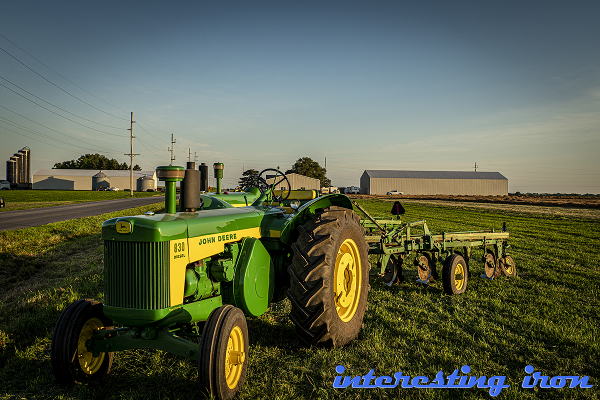 john deere tractors at blackmore corner Two John Deere Tractors