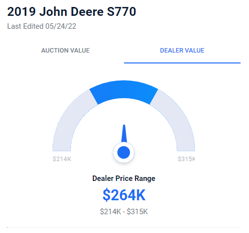 John Deere S770 values