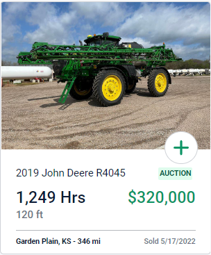 2019 John Deere R4045 auction sale price