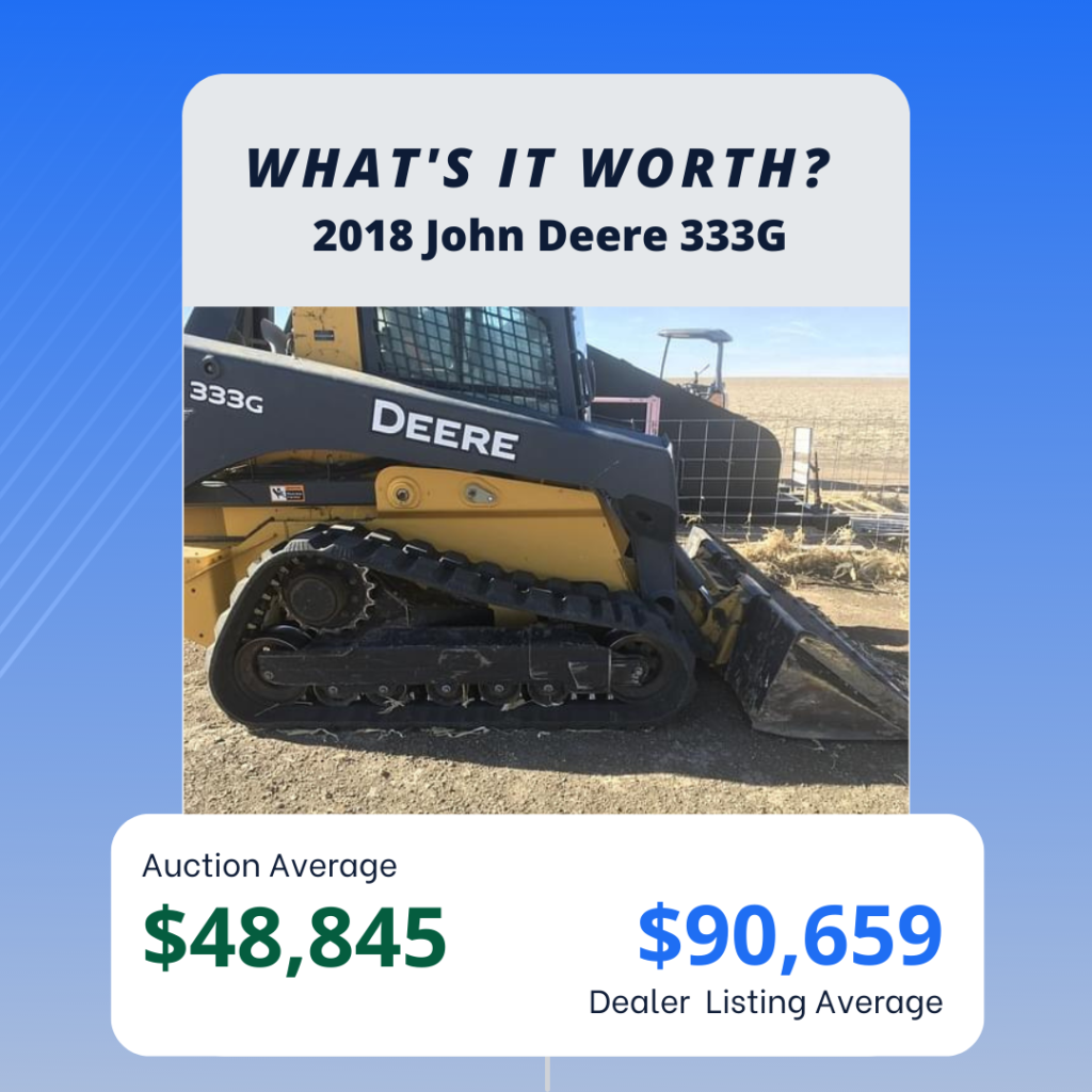 What is a John Deere 333G skid steer worth?
