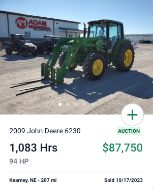 John Deere 6230 And Loader October Auction Compact Tractor