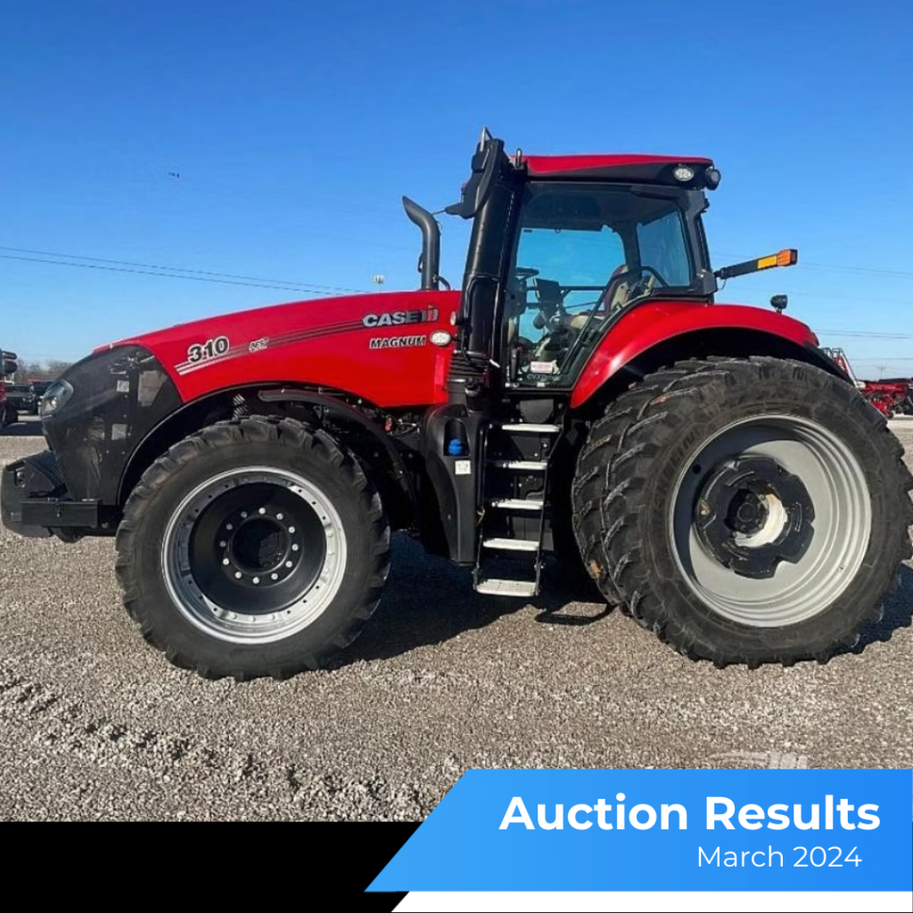 310 Case IH CVT profile, red tractor parked on sand